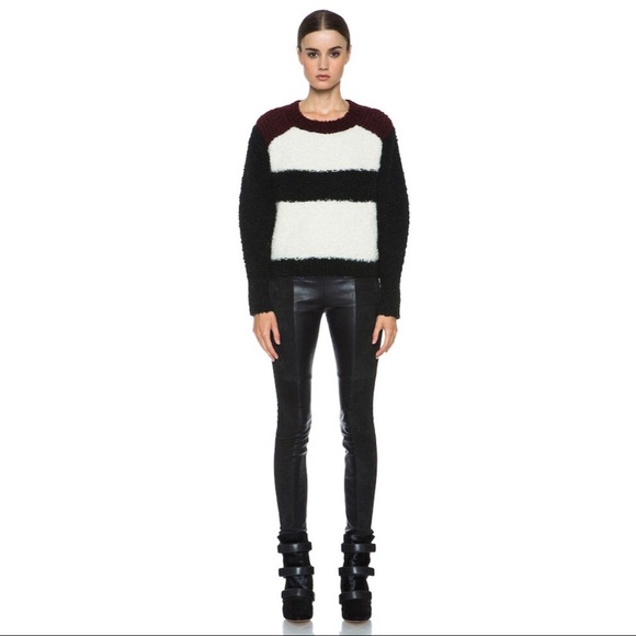 Isabel Marant Owel Colour Block Knit Sweater Ecru & Bottle Green Size US 34 - Picture 3 of 15